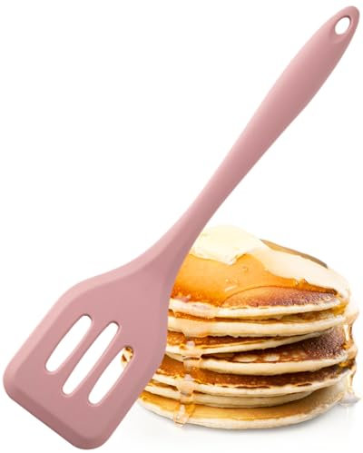 Large Silicone Cherry Blossom Slotted Spatula - Dishwasher Safe. for Non-Stick Frying Pans. Slotted for Drainage. Odour, Stain & Heat Resistant (260°C/500°F). 5 Year Guarantee