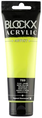 Blockx 60723BXC Acrílico fino transparente y satinado fluorescente – amarillo fluorescente – 120 ml