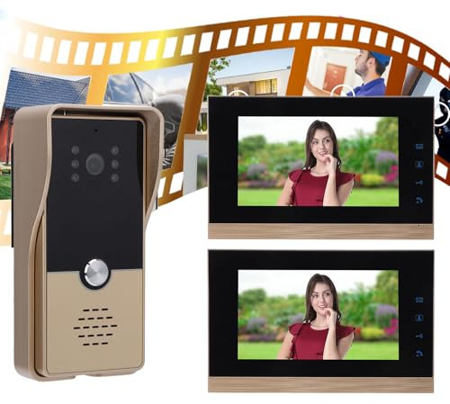 di Videocitofono Cablato, Videocitofono da 7 Pollici con Supporto per Visione Notturna, Sblocco Remoto, Citofono Bidirezionale per Villa, Casa, Ufficio, Appartamento, con 1 (GOLD)