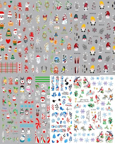 MOPZIJA 10 Blatt nagelsticker weihnachten,nagelsticker,Nagelsticker Weihnachten Nagelaufkleber Selbstklebend Rentier Stern Nail Art Sticker Dekoration Nageldesign Zubehör,nagelaufkleber weihnachten