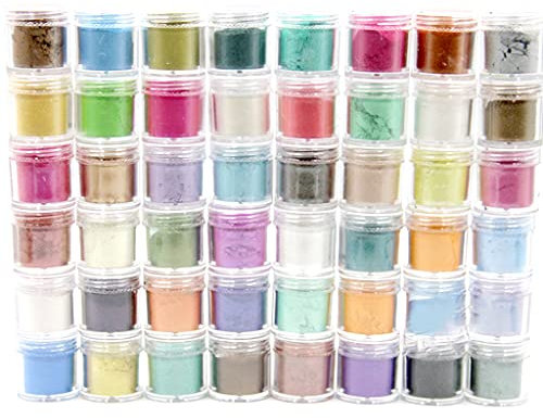 DIIOOMIEEU Tinte de resina epoxi en polvo mineral natural nacarado de grado cosmético, 48 colores