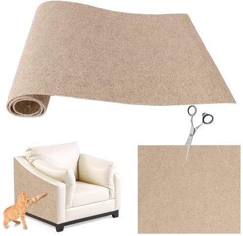 Selbstklebend Kratzmatte Katze, Kratzschutz Sofa Katze, DIY Kratzbretter kratzwand für Katzen Möbel Kratzteppich Couch-Schutz (Khaki, 100X30cm)
