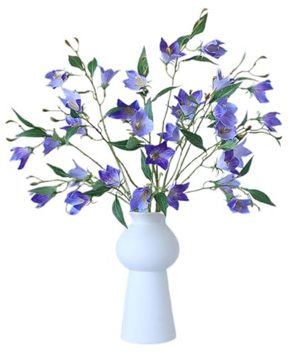 MISNODE 4 Stück Künstliche Glockenblumen, Seiden-Glockenblumenstiele, Künstliche Glockenblumen Platycodon, Kunstblumen-Arrangementzweig für Zuhause, Büro, Vase, Heimwerker, (A)