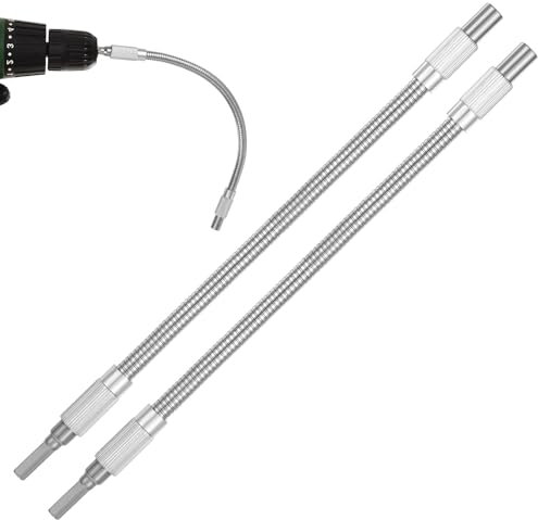 JIYIN Lot de 2 extensions flexibles 1/4 pour perceuse, longue tige d'extension de perceuse de 300 mm, tige hexagonale pour les espaces restreints, les réparations à domicile, les installations