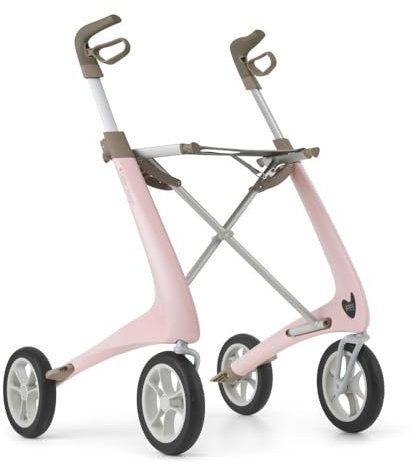 SoNa24 Carbon Ultralight Rollator byAcre - Komfort Sitzbreite 47 cm | Leichtgewichtrollator, Gehhilfe incl. Tasche | Ergogriffe | Softbereifung | Breite 66,5 cm, Länge 66 cm in 3 Farben (rosa)