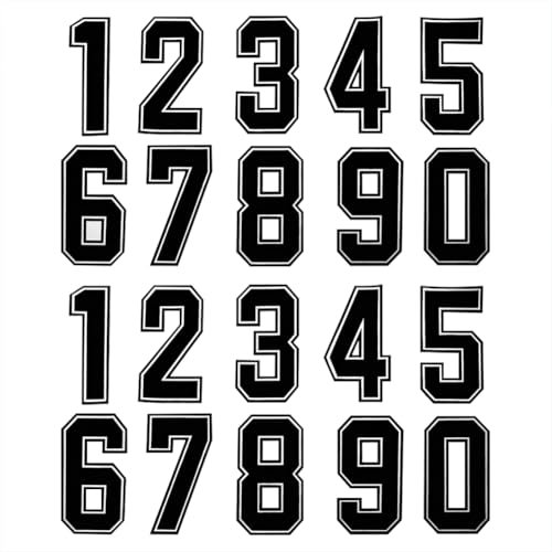 FSSTUD 20 Pcs Heat Transfer Numbers Big Iron on Number Patches Jersey Numbers Stickers Hot Melt Patches Craft Number Decals Sport Clothes Ironing Patches Clothing Decorative Appliques Black