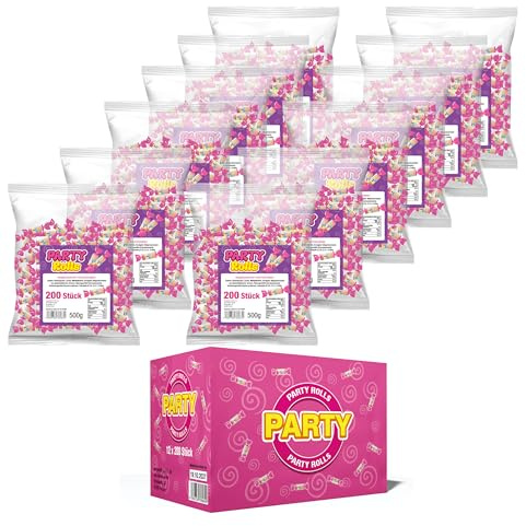 Wurfmaterial für Karneval - Traubenzucker Röllchen - 2400 Stück einzeln verpackt - Karneval und Fasching - 6kg