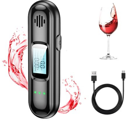 UHOONE Alkoholtester, Alkoholtester mit digitalem LCD-Display, tragbarer Alkoholtester, Mouthpieces nutzlos für den privaten und professionellen Gebrauch zu Hause Partys
