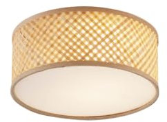 Qazqa - Orientalisch Orientalische Bambus Deckenleuchte I Deckenlampe I Lampe I Leuchte Natur 30cm - Tremmo I Wohnzimmer I Schlafzimmer - Bamboo Rund - LED geeignet E27