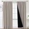 BellaHills 100% Rideau Occultant, Rideaux Occultant Thermique Isolant pour Chambre/Cuisine, Blanc Grisé,2 Panneaux,132x240 cm,Naturel