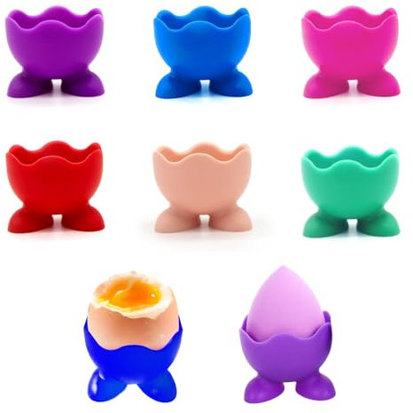 6 PCS Egg Cups,Egg Cups 6,Kids Egg Cups,Egg Holder Storage,Silicone Egg Poacher Cups,Easter Eggs Display Egg Cups,Kitchen Boiled Eggs Breakfast Stack,Very Important Household Essentials