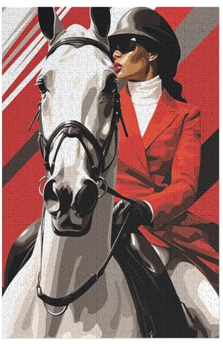 Horse Racing 1000 Piece Wooden Jigsaw Puzzles for Adults & Kids - Puzzle for Adults Teens 78×53cm