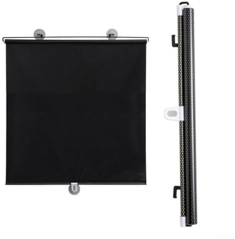 HpLive Saugnapf Sonnenschutzrollo Ohne Bohren, Verdunkelungsrollo für Fenster, Ausziehbare Sonnenblende für Büro und Auto, Schwarz 125x45cm