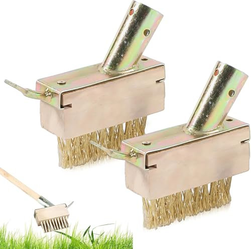 2 Stück Fugenbürste Stahlbürste Fugenkratzer Unkraut Fugenreiniger Unkrautbürste Gartenbesen zum Beseitigen von Gras Moos Platten Fugen Mauerkanten