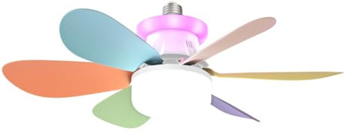 CRGANGZY 40W Ceiling Fans Lights with Remote RGB Dimmable Small Ceiling Fanlight (White) (A)