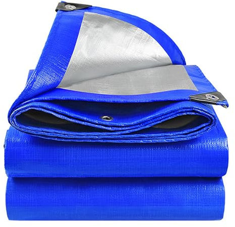 DUBTEDHOU Heavy Duty Tarp Sheet, wasserdichte Hochleistungsplane mit Ösen 0,3 mm Mehrfarbenmehrfachgrößen(Blue Gray,5x5m)