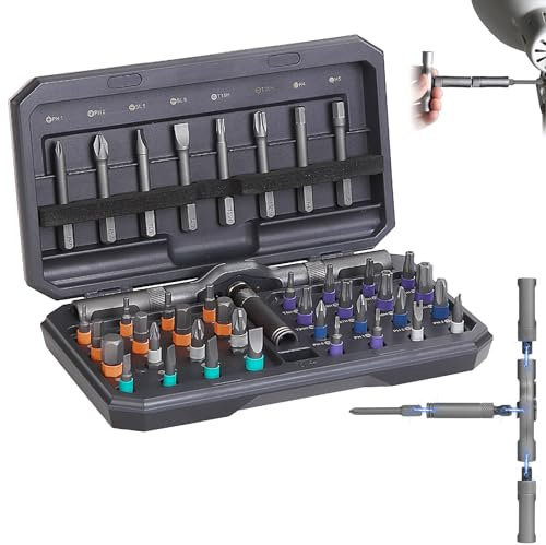 42 in 1 Magnetic Screwdriver Set, 24 in 1 Diy Screwdriver Set Ratchet Handle Detachable Versatile Toolkit for PC, Furniture, Bicycle