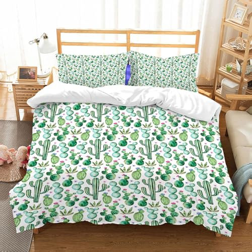 NIOYNJIS Ropa de Cama. Cubierta de Gran Comodidad,Hecha de algodón 100% Suave y Delicado,Muy amigable con la Piel,Dibujos Animados de Plantas de Cactus de Texas, Texas, con Picos, como impr,152x203cm
