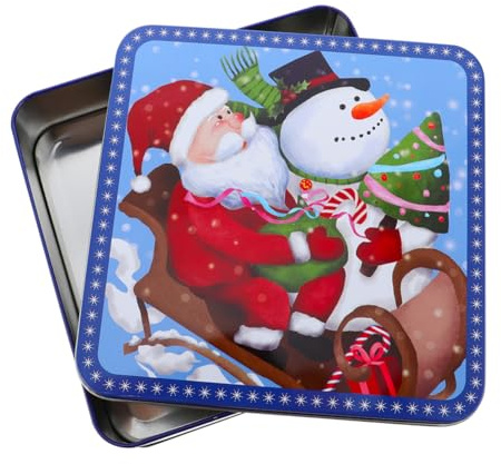 NIYANGLE Geschenkbox Klein mit Weihnachtsmotiv Kleine Bonboniere für Weihnachts und Geburtstagsfeiern Keksdose mit Viel Platz für Süßigkeiten und Mehr