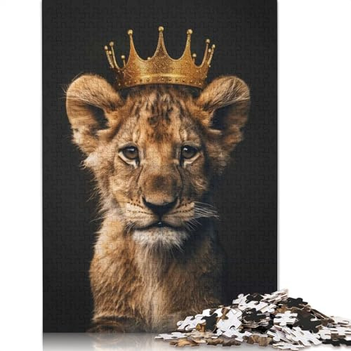 Niedliche Puzzles für Erwachsene, König der Löwen, 500 Puzzles, Holzpuzzle, Puzzles für Erwachsene, Teenager, Teenager, Mann, Frau, Geschenk, 500 Teile (52 x 38 cm)
