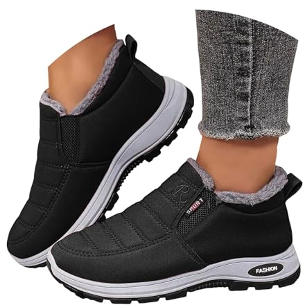 Women Snow Winter Boots for Women, Ladies Orthopedic Shoes Fur Lined Warm Non-Slip Thermal Boots Waterproof Anti-Slip Fur Lined Ankle Snow Boots Lightweight Outdoor Walking Shoes