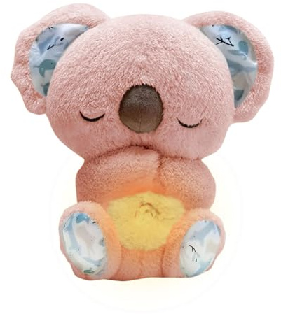 SLNLUYK Koala para Aliviar La Ansiedad,Nutria Bebe Dormir Que Respira,Peluche Ansiedad Dormir,Bebé Durmiendo Koala Juguete con Música Luces Y Movimientos De Respiración Ayuda para Dormir