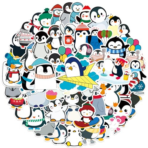 Alethron 100 Stück Pinguin Sticker, Süße Pinguine Aufkleber Wasserdichte Pinguin Geschenk Sticker Kinder Cartoon Tier Stickers Deko für Laptop Skateboards Kühlschränke Tablets