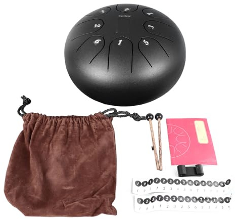 6 Zoll 8 Ton Edelstahl Tongue Drum, Steel Tongue Drum mit Notenmarkierungen, Worry Free Empty Spirit Drum für Meditation und Performance, inklusive Schlägel und Aufbewahrungstasche