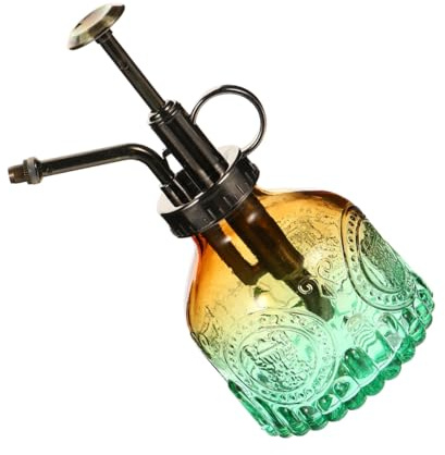 INOOMP Vaporisateur D’eau pour Plantes en Verre Sculpté, Petit Arrosoir à Pression Manuel, Brumisateur Jardin Vintage Dégradé Marron et Vert, Pulvérisateur Portable pour Fleurs