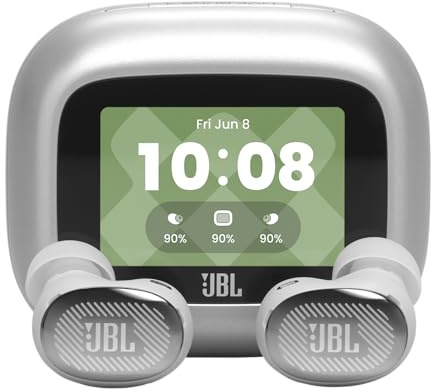 JBL Live Buds 4, Kabellose Noise-Cancelling-Ohrhörer, Silber | Hi-Res Audio, Smart Charging Case, Bluetooth 6.0, 40 Stunden Akkulaufzeit, IP55 Wasserdicht, JBL Signature‑ und Spatial Sound