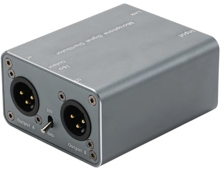 Kaknozix Distributeur de Signal Micro 1 en 3 Sorties XLR, Séparateur de Signal Audio avec Isolation, Annulateur de Bruit Courant pour Performances sur Scène.
