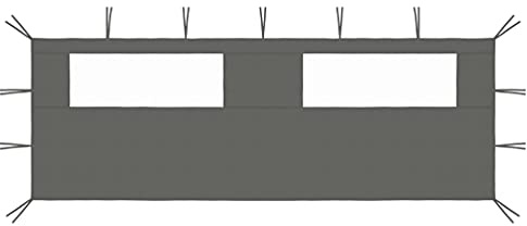 Parete laterale per gazebo con finestre, 6 x 2 m, antracite, tessuto in poliestere, finestra in PVC, ricambio per telaio del gazebo e tenda da giardino, fissaggio stabile, adatto per tenda da festa