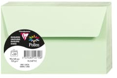 Clairefontaine 5471C - Packung mit 20 Umschläge Pollen, 90 x 140 mm, 120g, ideal für Einladungen und Korrespondenz, Grün, 1 Pack