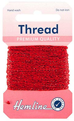 Hemline Glitter Thread 10m – 20% Metallic 80% Viscose Sparkly Extra Strong Yarn for Hand Sewing, Garment Repair, Customization & Craft Projects, DIY, Stitching, Embellishment.
