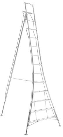 Tripod Garden Ladders with Built-in Platform by Henchman - 4.2m - 4.8m (14' Ladder). All 3 Legs Fully Adjustable.