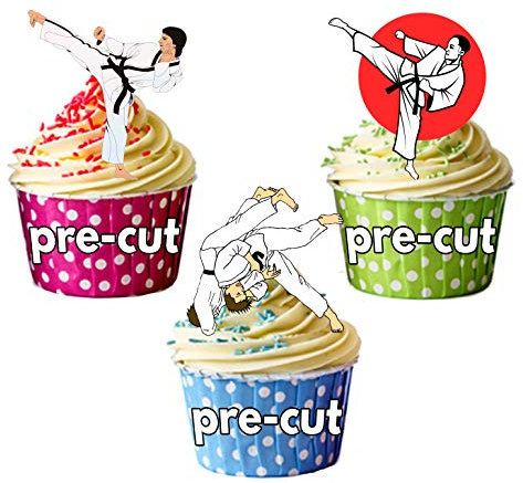 AKGifts Tortendekoration mit Kampfsport-Motiven, Party-Set, essbar, zum Aufstecken, 36 Stück