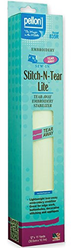 Pellon 12 x 11 yd Stitch-n-Tear Lite Tear Away Embroidery Stabilizer, White