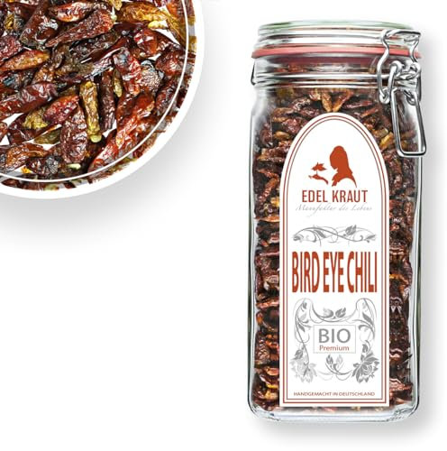 Bird Eye Chili ganz BIO 300g im Manufaktur Glas | EDEL KRAUT - 100% naturrein - Premium Gewürze & Gewürzmischungen - frei von jeglichen Zusatzstoffen - kontrolliert biologischer Anbau