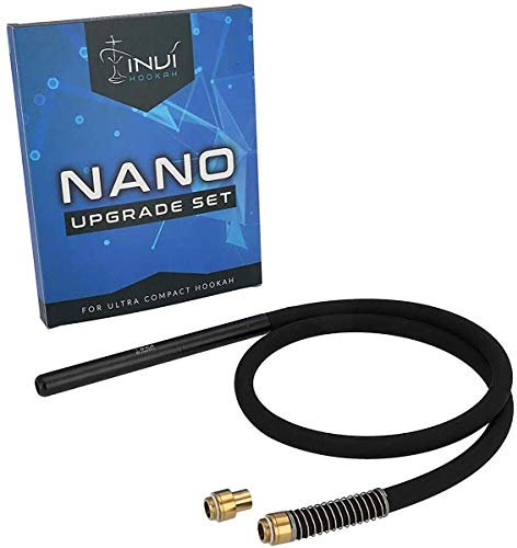 INVI® Nano Shisha Schlauch Upgrade Set Edelstahl I Edelstahl-Mundstück + Soft-Touch Silikonschlauch passend für Nano Shisha to go Reise-Shisha I Shisha-Schlauch mit Mundstück Gold