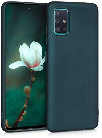 kwmobile Case kompatibel mit Samsung Galaxy A51 Hülle - Schutzhülle aus Silikon metallisch schimmernd - Handyhülle Metallic Petrol