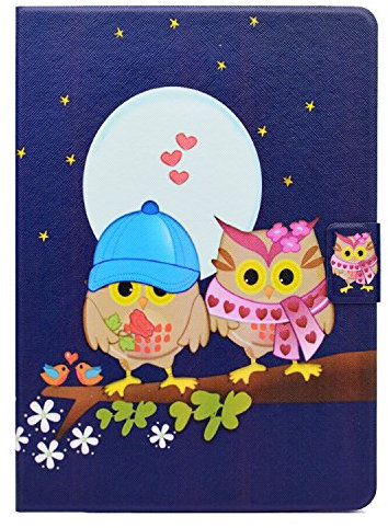 Succtop Kompatibel mit Hülle iPad 9.7 2017/2018 6/5 Generation, Cover Case iPad 9.7 Hülle/iPad Air/Air 2 Auto Schlaf/Wach Schutzhülle für iPad 9.7 2017/2018 iPad Air/Air 2, Eule