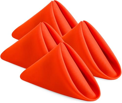 KICHLY Stoffservietten - Packung mit 24 Stück, Wiederverwendbare Stoffservietten, weich und bequem - ideal für Veranstaltungen und den regelmäßigen Gebrauch zu Hause, 100% Polyester (Orange, 43x43cm)