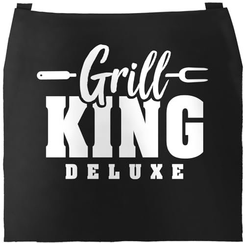 MoonWorks® Grill-Schürze für Männer mit Spruch Grill-King Deluxe Grillschürze Herren Baumwoll-Schürze Küchenschürze schwarz unisize