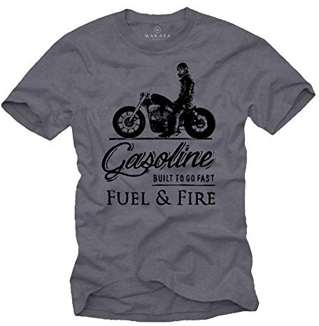 MAKAYA Geschenke für Motorradfahrer - Davidson Umbau Motorrad T-Shirt für Motorradfans Blaugrau L