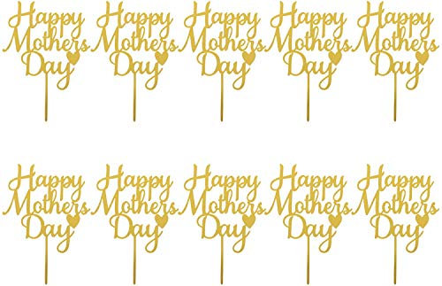 10 Stück Happy Mothers Day Cake Toppers Cupcake Topper Acryl Kuchen Picks für Geburtstag Party Muttertag Kuchen Dekoration