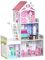 HOMCOM Casa delle Bambole in Legno a 3 Piani con Scale e Accessori, Struttura in MDF, per Bambini 3-6 Anni, 60x29x85cm, Rosa