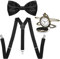 BBTO 3 Stück 20er Jahre Herren Accessoires 1920er Kostüm Gatsby Kostüm Zubehör Set für Karneval Kostüm Männer Schickes Zubehör inklusive Vintage Taschenuhr Fliege Schwarz und Hosenträger