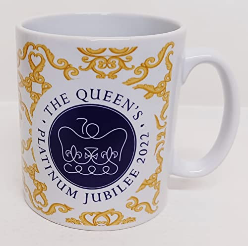 HRH Queen Elizabeth II Platinum Jubilee 2022 Tazza commemorativa in ceramica porcellana decorata a mano UK