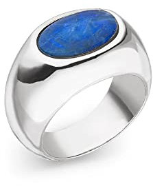 blauer Opal Ring Goldschmiedearbeit aus Deutschland (Sterling Silber 925) mit Wert-Expertise