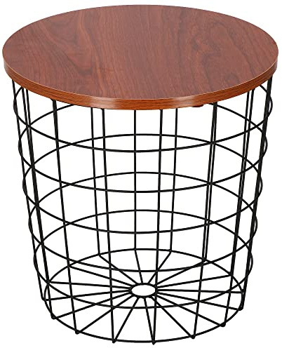 SPRINGOS Beistelltisch Couchtisch Drahttisch Rund 39 x 40 cm Korbtisch Metall durchbrochenes Design industrieller Tisch für Innenräume